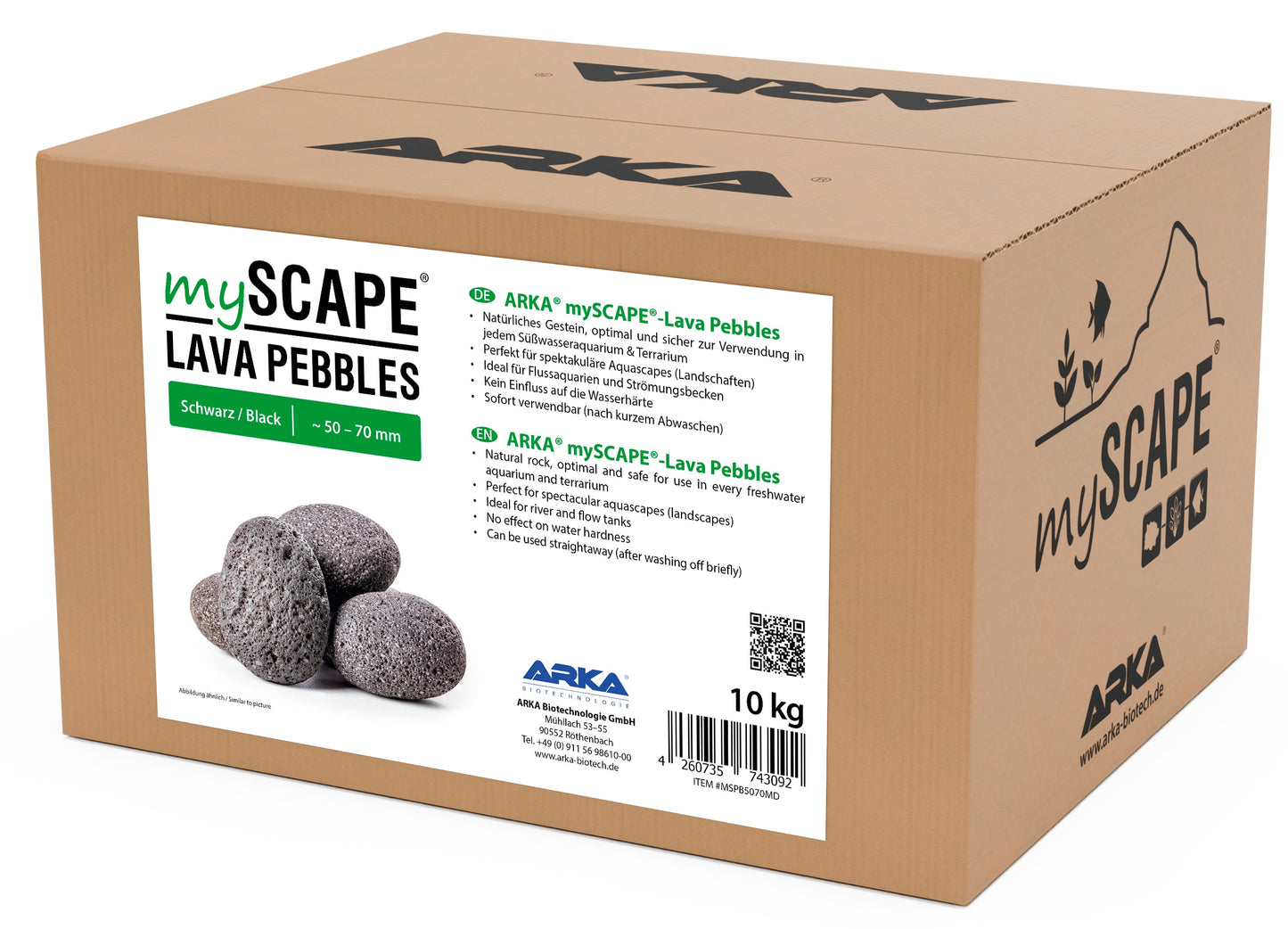 ARKA Lava Pebbles 90-120 mm – Ideal für Pflanzen & Moose
